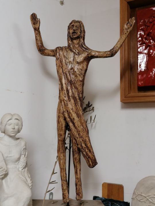 Скульптура под названием "Cristo risorto" - Vincenzo De Filippis, Подлинное произведение искусства, Гипс