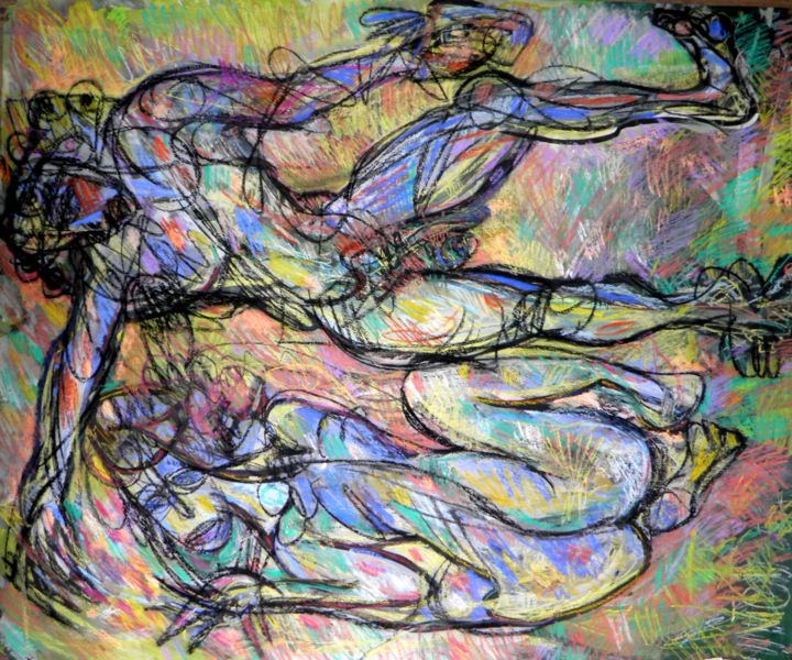 Картина под названием "безумец, осыпающий…" - Victor Tretyakov, Подлинное произведение искусства, Пастель