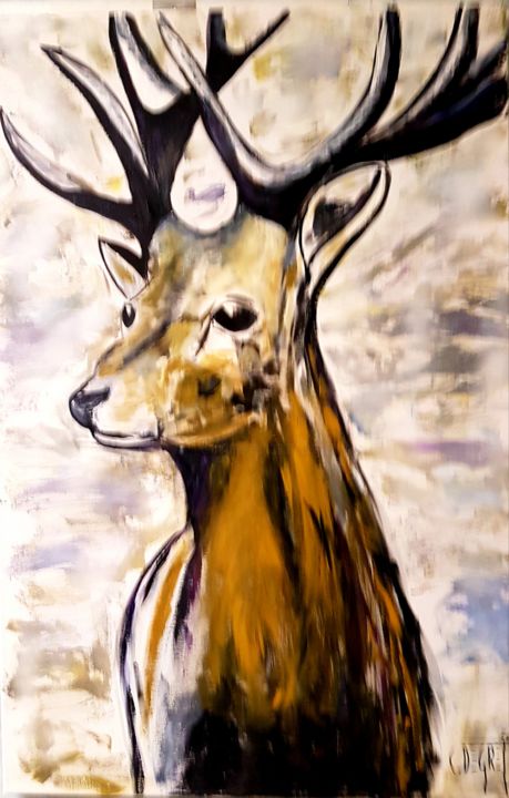 Peinture intitulée "Cerf 1" par Claude Degret, Œuvre d'art originale, Acrylique