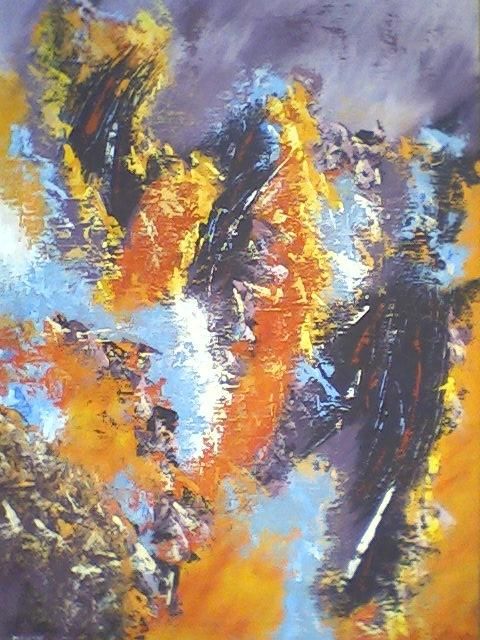 Painting titled "Colchique" by Mounir Dehane, Original Artwork, Oil