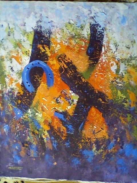 Malerei mit dem Titel "Fantasia" von Mounir Dehane, Original-Kunstwerk, Öl