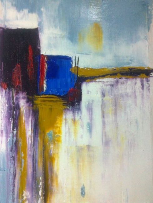 Painting titled "Abstrait 3" by Mounir Dehane, Original Artwork, Oil