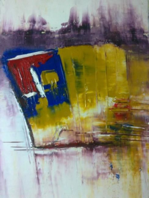 Painting titled "Abstrait 4" by Mounir Dehane, Original Artwork, Oil