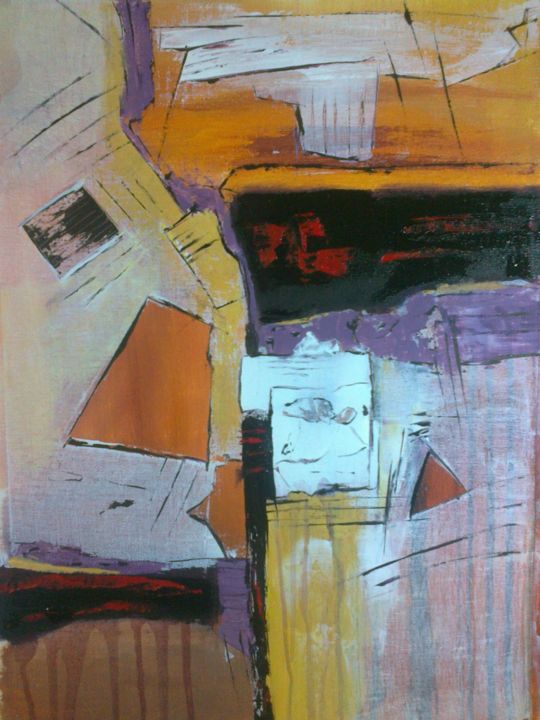 Painting titled "Abstrait 0006" by Mounir Dehane, Original Artwork, Oil