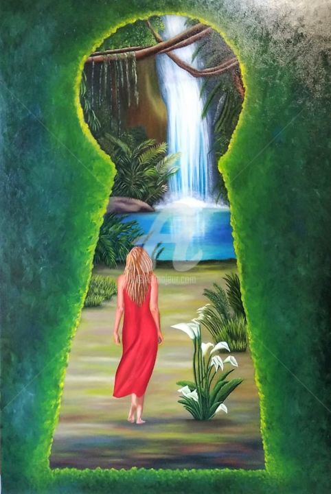 Painting titled "Alicia volviendo al…" by Deia G Designer, Original Artwork, Oil