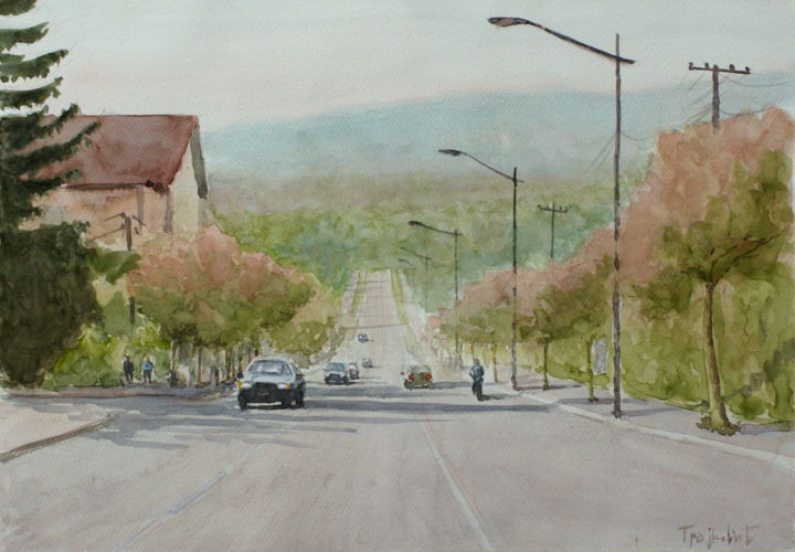 Painting titled "Entrance" by Dejan Trajkovic, Original Art, Watercolor