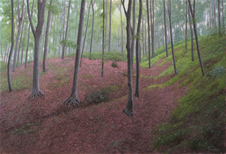 Painting titled "Mystical Forest" by Dejan Trajkovic, Original Art, Oil