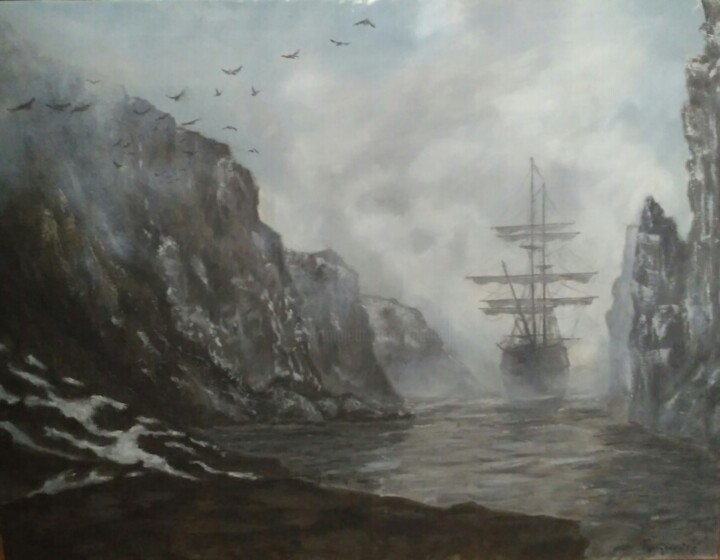 Painting titled "black ice" by Dejan Gulicoski, Original Artwork, Oil