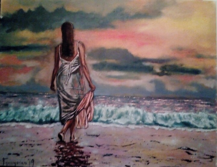 Painting titled "waiting on a sunny…" by Dejan Gulicoski, Original Artwork, Oil