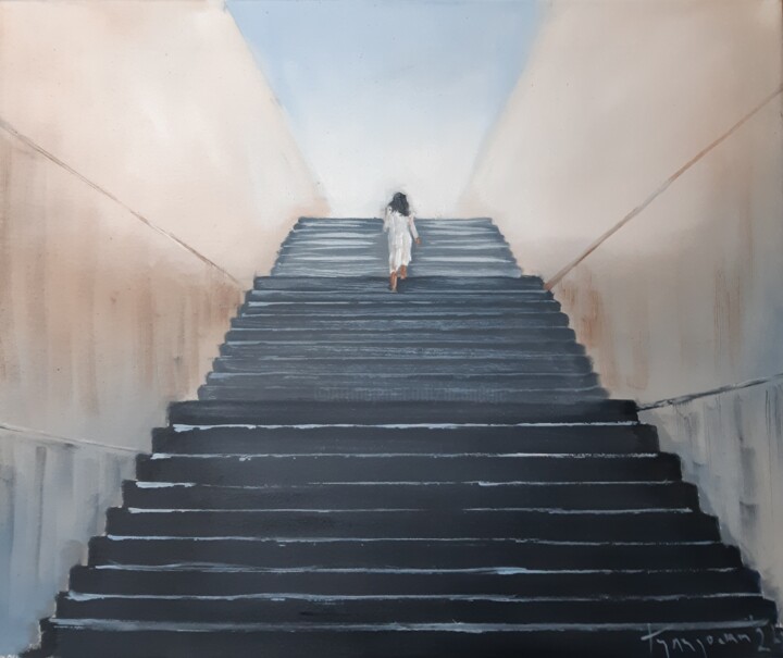 Pintura titulada "stairway to heaven" por Dejan Gulicoski, Obra de arte original, Oleo Montado en Bastidor de camilla de mad…