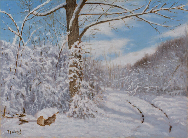 Pittura intitolato "Winterscape" da Dejan Trajkovic, Opera d'arte originale, Olio
