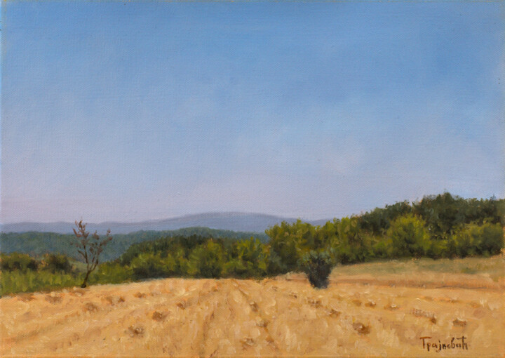 Painting titled "Through the Stubble" by Dejan Trajkovic, Original Artwork, Oil