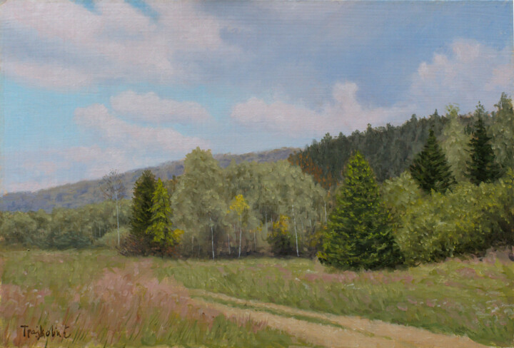 Painting titled "Escape to Landscape" by Dejan Trajkovic, Original Artwork, Oil