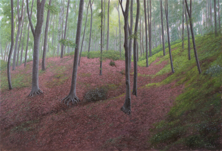 Painting titled "Mystical Forest" by Dejan Trajkovic, Original Artwork, Oil