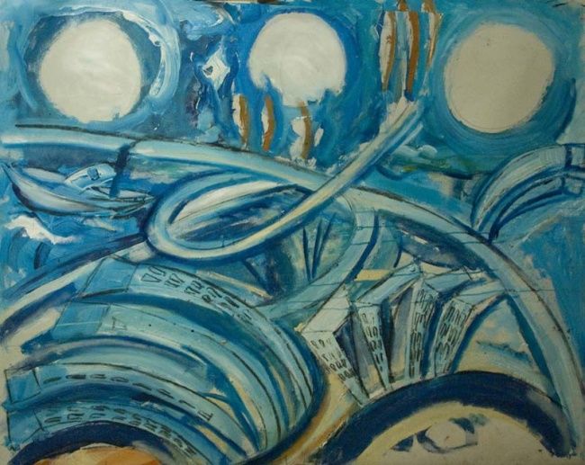Painting titled "monde bleu" by Modestedej, Original Artwork
