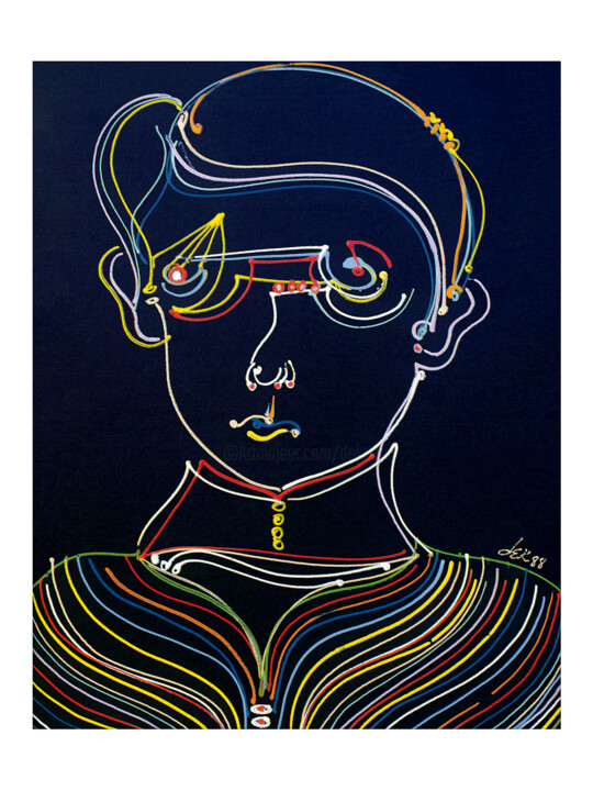 Painting titled "boy-40x50cm-1988-ac…" by Dek, Original Artwork, Acrylic
