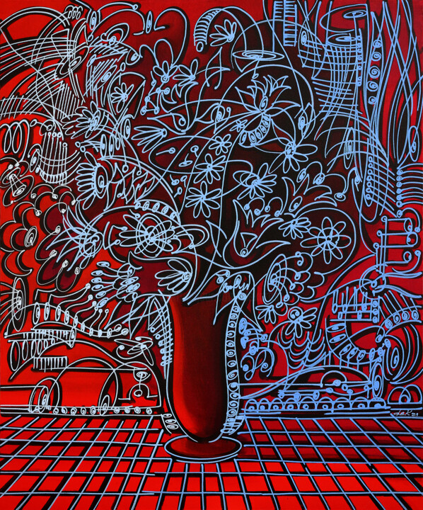Malerei mit dem Titel "the big vase" von Dek, Original-Kunstwerk, Acryl