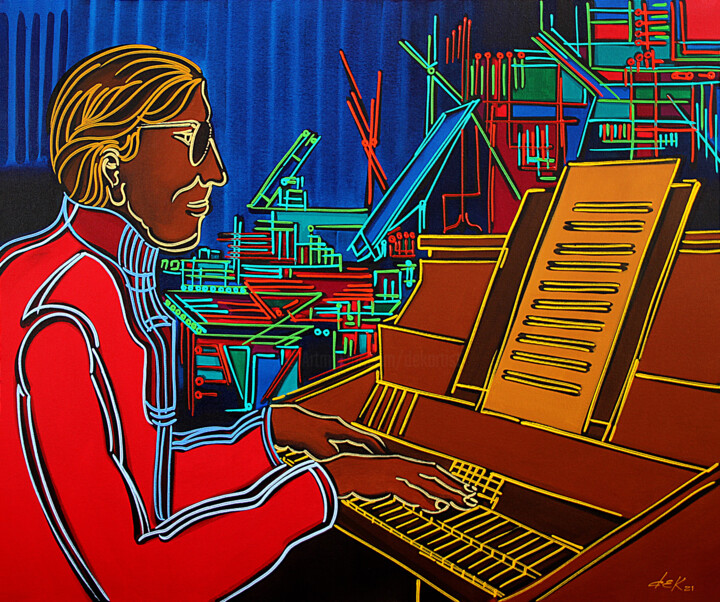 Painting titled "the pianist in the…" by Dek, Original Artwork, Acrylic