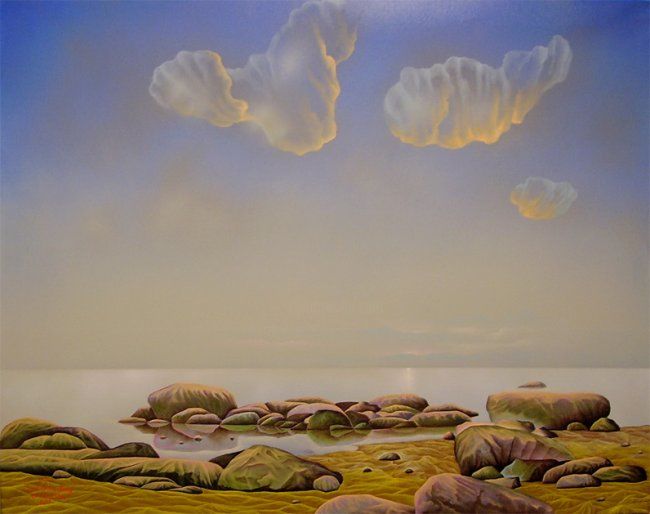 Painting titled ""Summer morning in…" by Don Valeri Grig De Kalaveras, Original Art, Oil