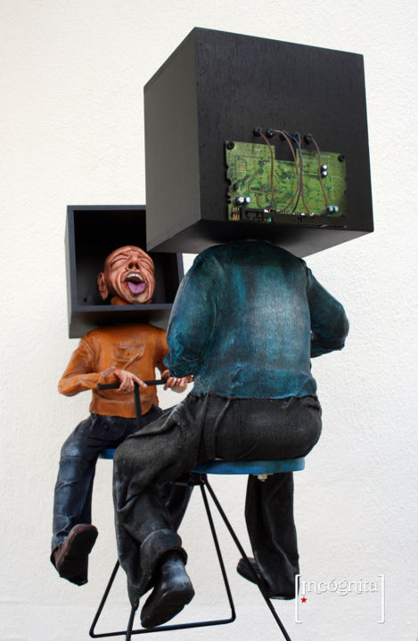 Sculpture intitulée "Virtual friends" par Dekoque, Œuvre d'art originale, Résine