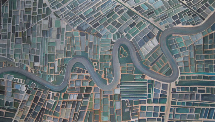 Картина под названием "Vietnam: mosaico d'…" - Delab, Подлинное произведение искусства, Акрил Установлен на Деревянная рама…