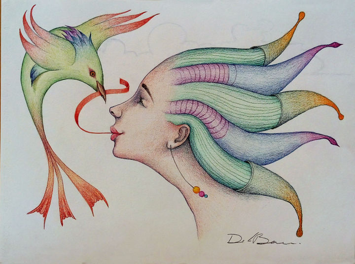 Disegno intitolato "Amistad" da Delabarra, Opera d'arte originale, Matita