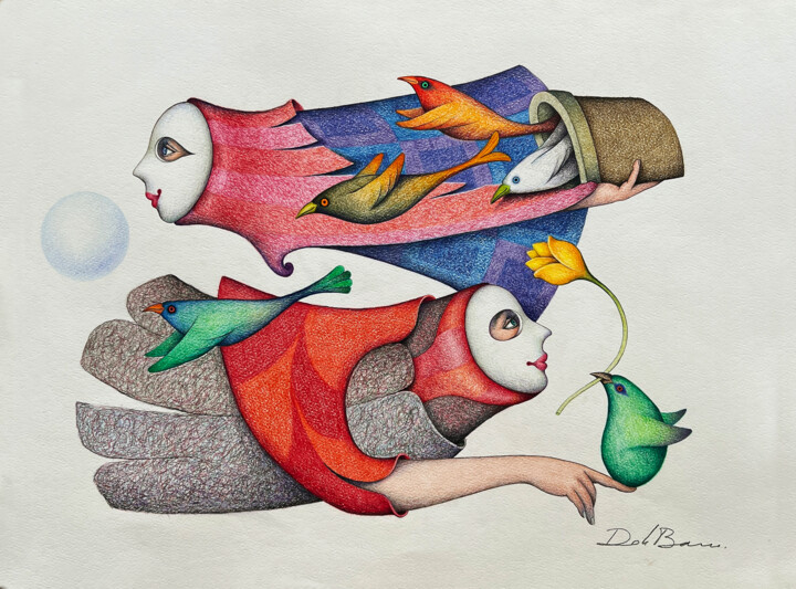 Desenho intitulada "De la serie volador…" por Delabarra, Obras de arte originais, Lápis