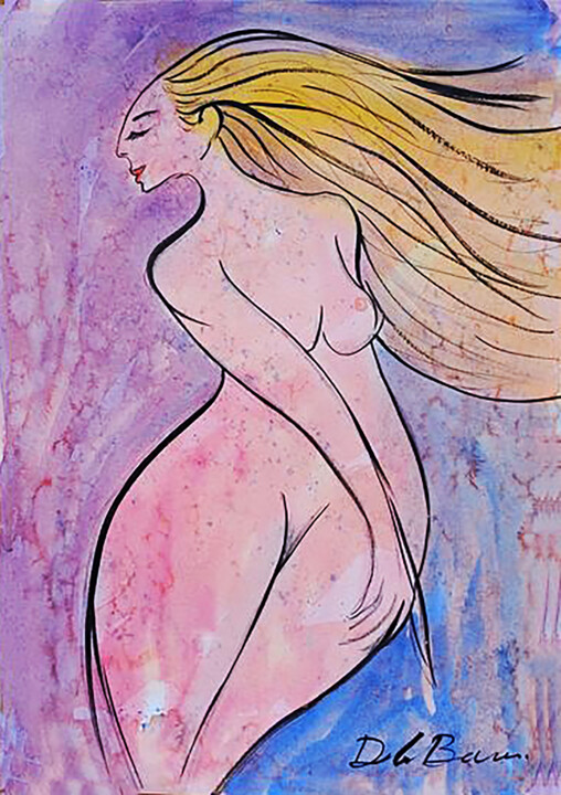 Painting titled "dinamica" by Delabarra, Original Artwork, Watercolor