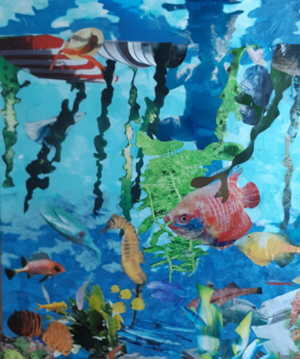 Collages getiteld "Ocean" door Sy-Mo-Vi, Origineel Kunstwerk, Collages