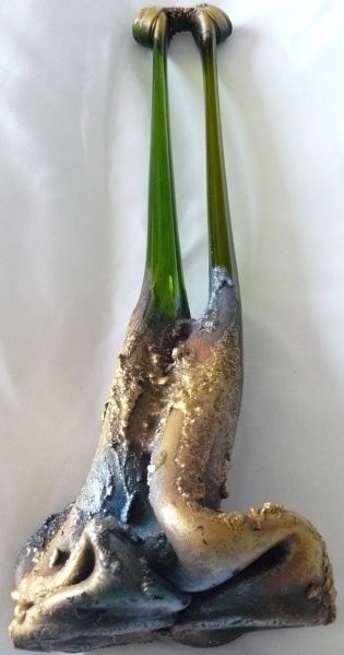 Dessin intitulée "Vase en 2 bouteille…" par Delange, Œuvre d'art originale
