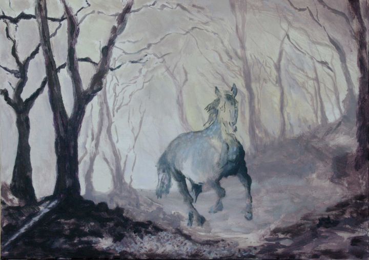 Malerei mit dem Titel "Galop (2)" von Christian Delavelle, Original-Kunstwerk, Acryl Auf Keilrahmen aus Holz montiert