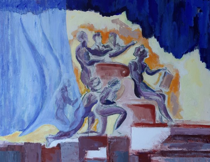 Pittura intitolato "La dispute" da Christian Delavelle, Opera d'arte originale, Acrilico Montato su Telaio per barella in le…