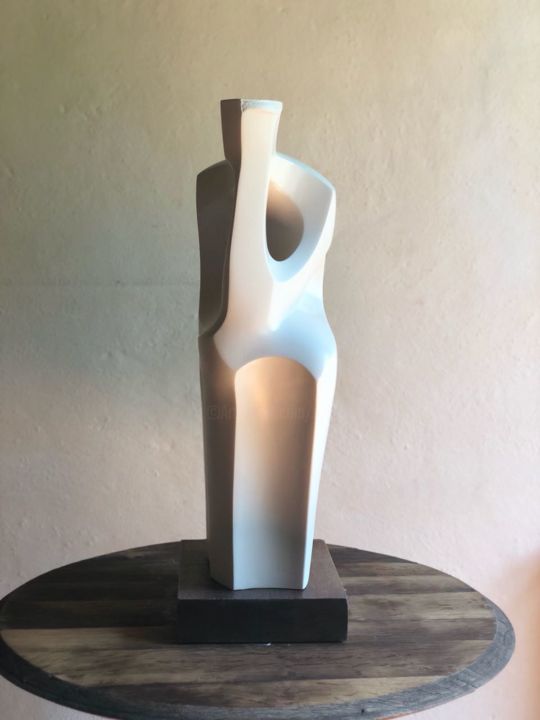 Sculpture intitulée "Pensador en blanco" par Juan Del Balso, Œuvre d'art originale