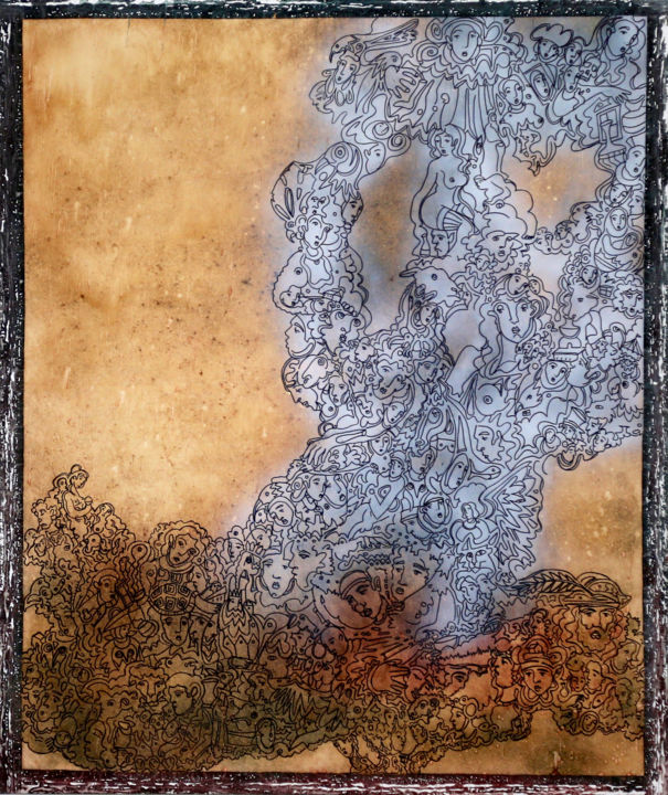 Pintura titulada "Foresta en llamas" por Juan Del Balso, Obra de arte original, Acrílico