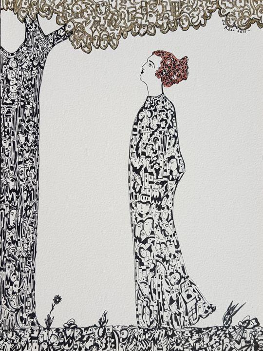 Dibujo titulada "Monc" por Juan Del Balso, Obra de arte original, Tinta