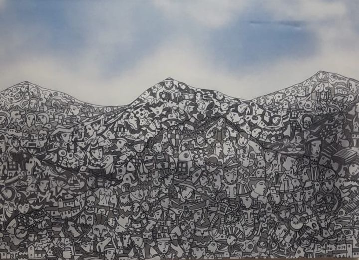Картина под названием "Mountain Tales" - Juan Del Balso, Подлинное произведение искусства, Акрил