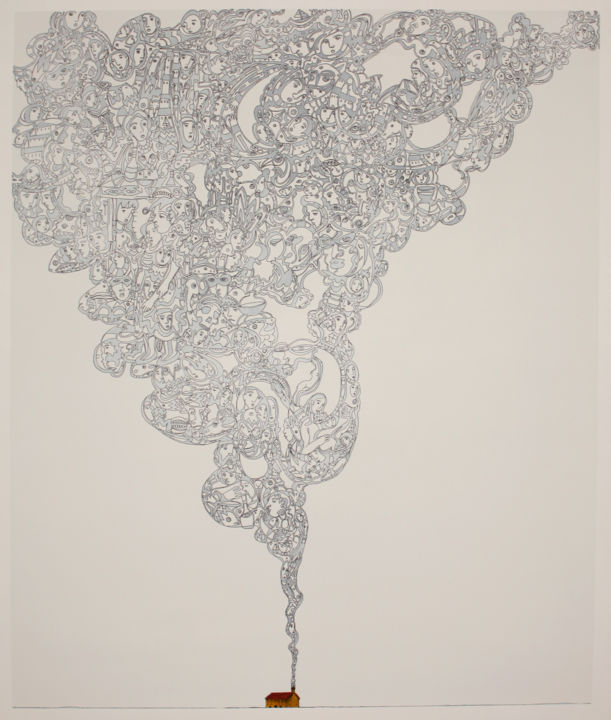 Pintura titulada "Smoke in white" por Juan Del Balso, Obra de arte original, Tinta