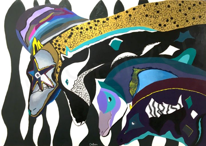 Peinture intitulée "HippocampuS" par Delborn, Œuvre d'art originale, Acrylique