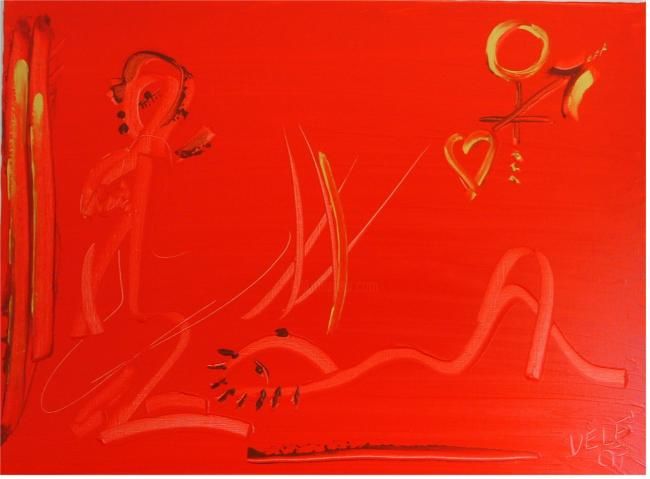 Peinture intitulée "Le coquin soufflera" par Delf, Œuvre d'art originale, Huile