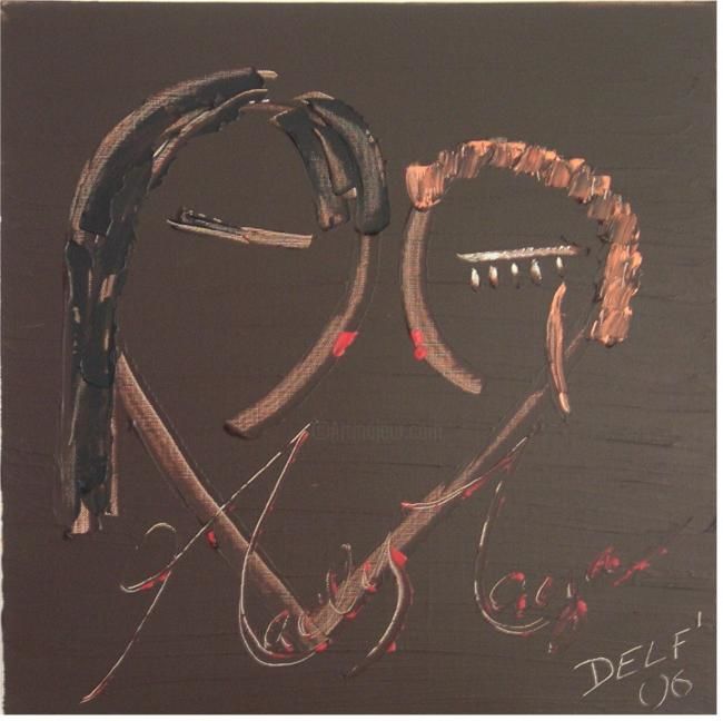 Картина под названием "37 ans, ton baiser" - Delf, Подлинное произведение искусства, Масло