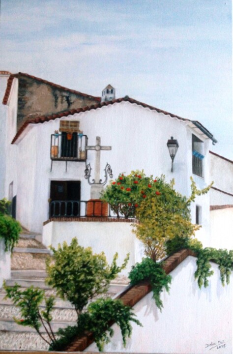 Painting titled "Plaza de las Pizarr…" by Delia Maria Delgado Garcia, Original Artwork, Oil