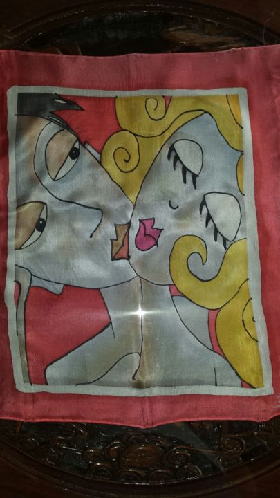 Pintura titulada "beso.jpeg" por Delia Sanz, Obra de arte original,