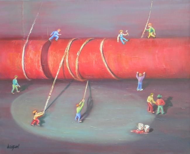 Pintura titulada "Alfombra roja" por Delia Velekson, Obra de arte original, Oleo