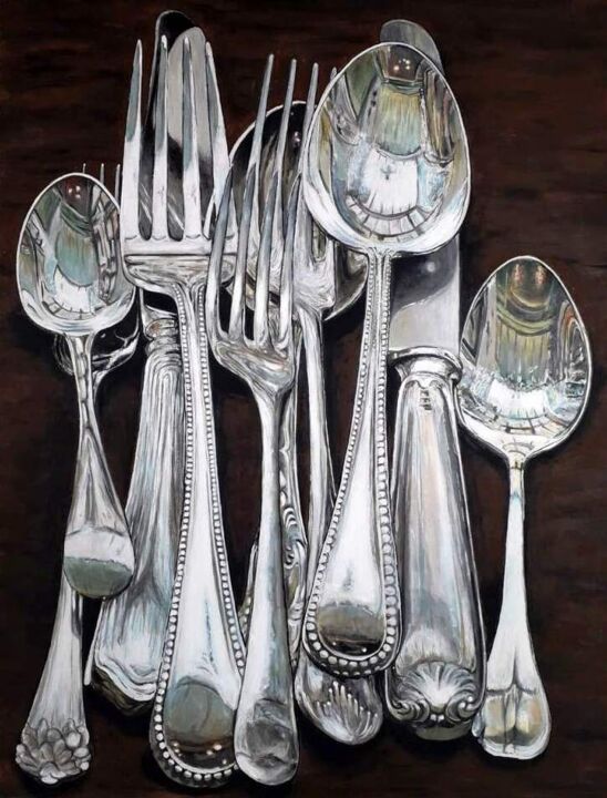 Картина под названием "The old cutlery" - Della Camilleri, Подлинное произведение искусства, Акрил