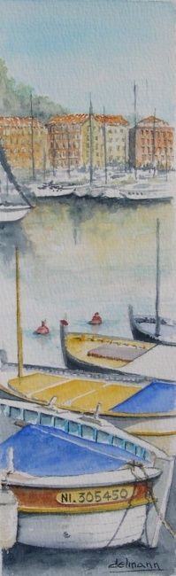 Schilderij getiteld "Port de Nice" door Jean-Marie Delmann, Origineel Kunstwerk