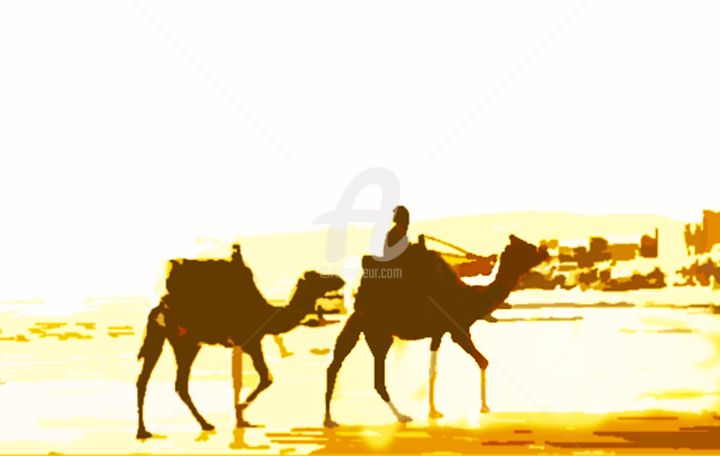 Цифровое искусство под названием "Camel, Chameau" - Delmv, Подлинное произведение искусства, Цифровая живопись