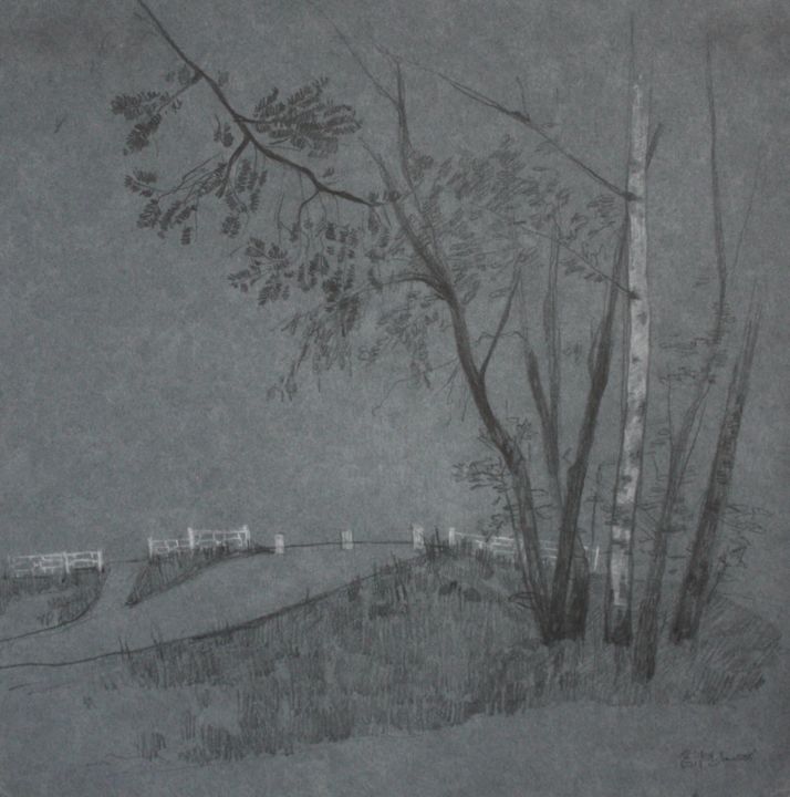 Dibujo titulada "Эскиз в парке." por Aleksei Zaletov, Obra de arte original, Lápiz
