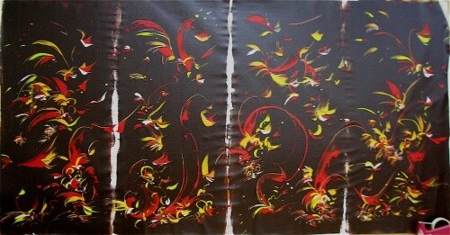 Painting titled "fire bird" by Delphine Bernard, Original Artwork, Oil