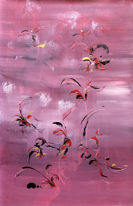 Painting titled "SILK" by Delphine Bernard, Original Artwork, Acrylic Mounted on Wood Stretcher frame
