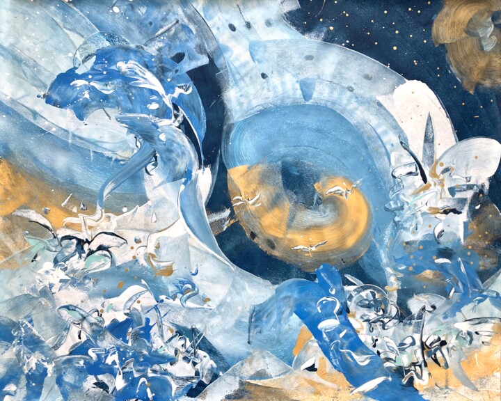 「SOUL JOURNEY」というタイトルの絵画 Delphine Bernardによって, オリジナルのアートワーク, アクリル 段ボールにマウント